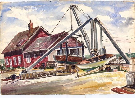 Boatyard Crane Red Shed