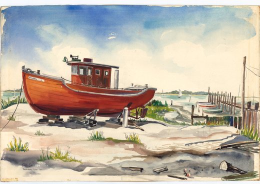 Red Boat MaureenF On Blocks